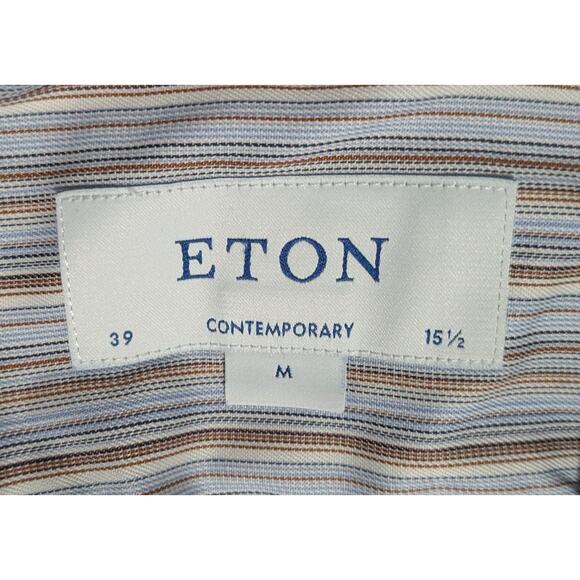 Eton Shirt Mens Size Medium 39 15.5 Contemporary Long Sleeve Flip Cuff - Picture 3 of 7